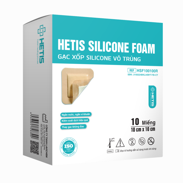 Gạc xốp Silicone vô trùng Hetis Silicone Foam