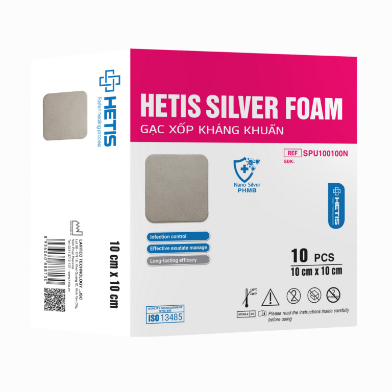 Gạc xốp kháng khuẩn Hetis Silver Foam
