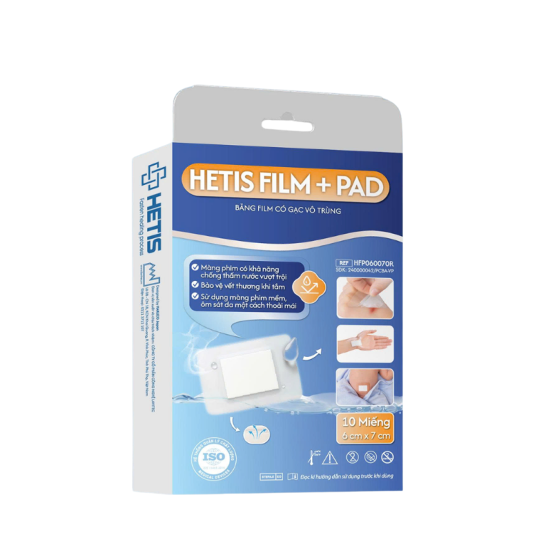 Băng Film có gạc vô trùng Hetis Film Pad 6x7cm - Hộp 10 miếng